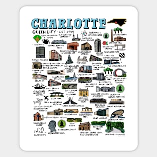 Charlotte Map Art Sticker